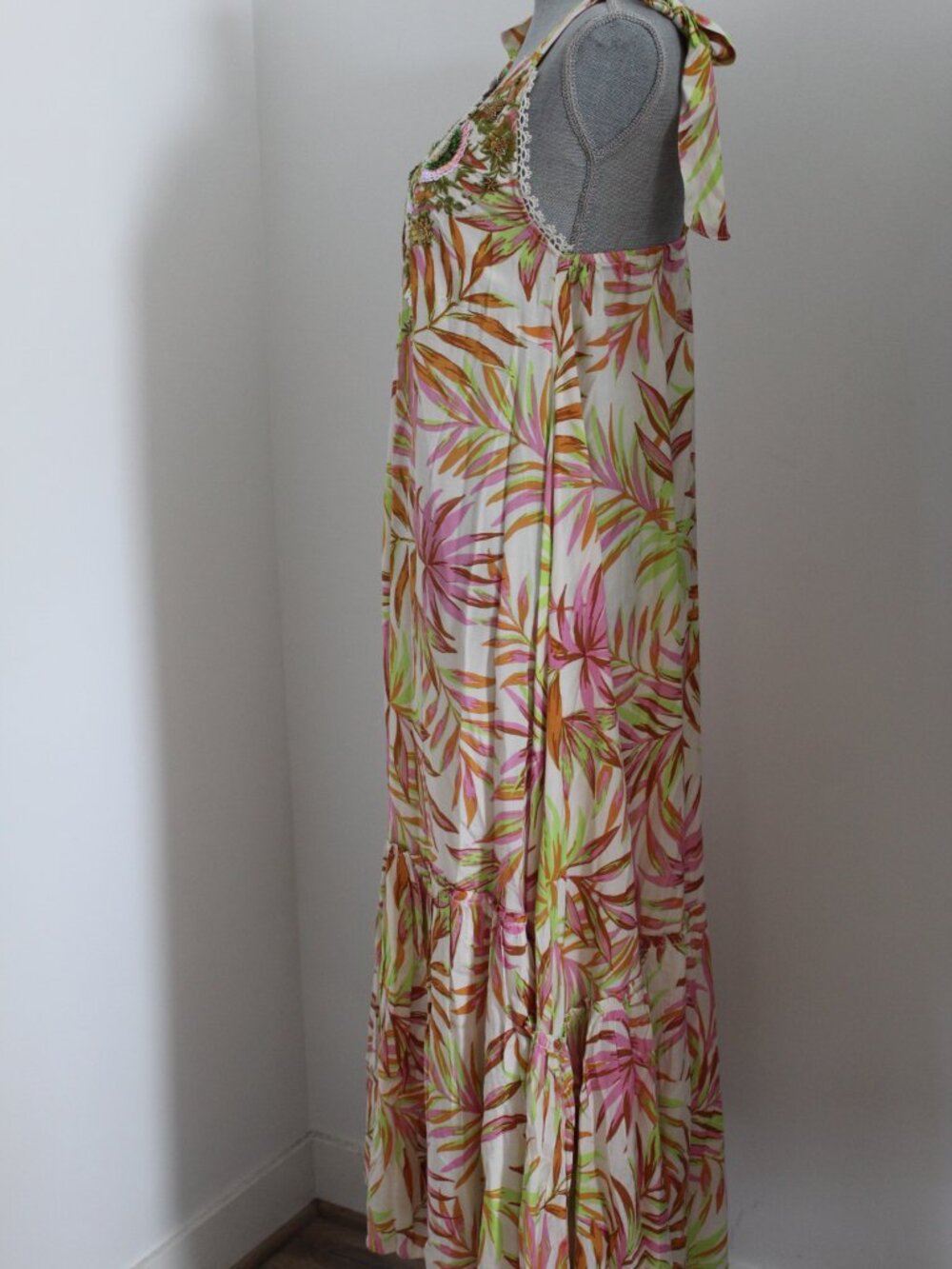 NWT MISS JUNE Paris Isla V-Neck Sequin Maxi Cover Up Dress One Tie Bow One Size - Picture 5 of 7